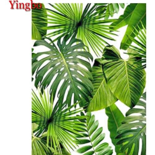 5D Diamond Painting Green Leaves Diamond Embroidery Mosaic Plant Diy Full Drill Square Cross Stitch Kit Wall Decoration Gift