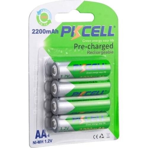4Pcs PKCELL AA Rechargeable Battery 2200mAh NIMH AA battery 1.2V nimh Low Self Discharge Batteries For Camera Toys Toothbrush