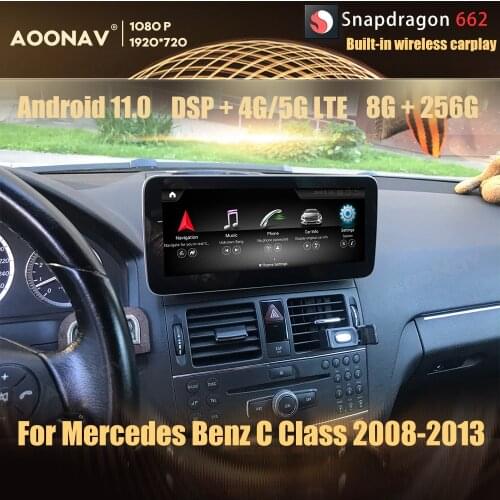 8+256GB Android 11.0 Snapdragon 662 car radio GPS For Mercedes Benz C Class W204 C180 C200 C220 C300 2008-2013 multimedia player