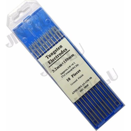 Free Shipping Grey Head Tig Tungsten Electrode 2% Ceriated WC20 3.2*150mm 1/8" 10PCS