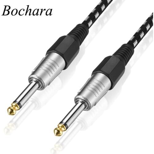 Bochara Nylon Braided 1/4'' Jack 6.35mm to 6.35mm Audio Mono Cable Male to Male For Amplifier Electric Guitar Mixer 3m 6m 10m
