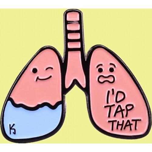Cute cartoon Lung I'd Tap That enamel pin Pulmonology Internal Medicine Nursing Student Healthcare Medical Humor Doctor brooch