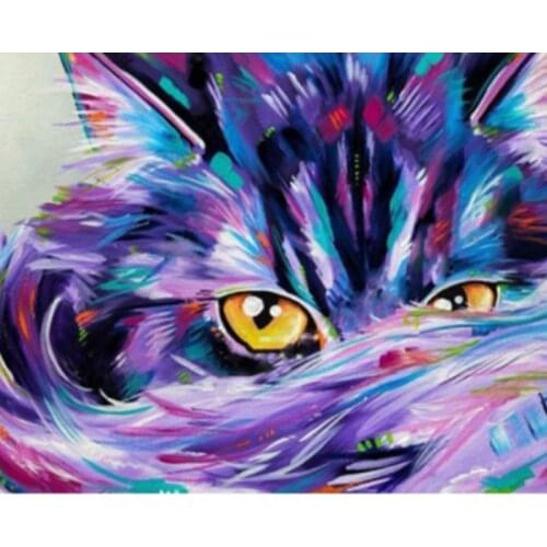 Face Purple Cat Animals Digital Painting The Living Room Decorative Painting Hand Painted Childrens Girlfriends Birthday Gift