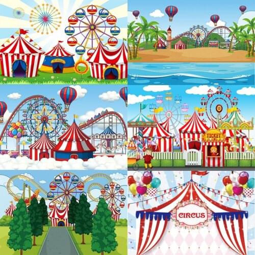 Circus Photography Backdrop Fiesta Cruise Stage Kids Happy Birthday Party Dumbo Decor Customized Photo Background Decoration