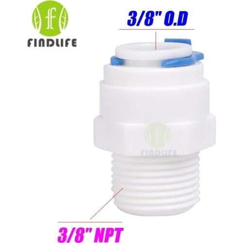 Water Filter Parts 5pcs 3/8"Tube OD quick connection 3/8" NPT BSP Male Threadpipe connection fit ro water purifier system 1066