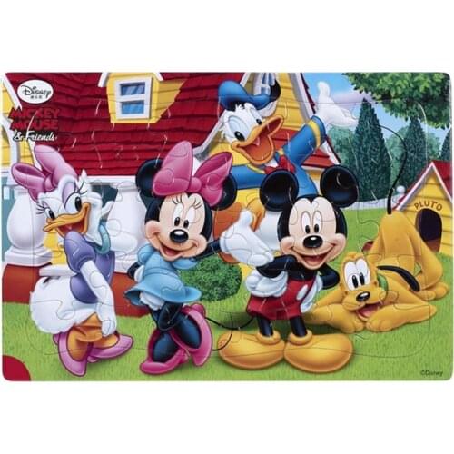 Disney Paper Frame Toys Mickey/winnie/princess 30 Pieces Puzzle for Childrens Educational Toys Kids Gift