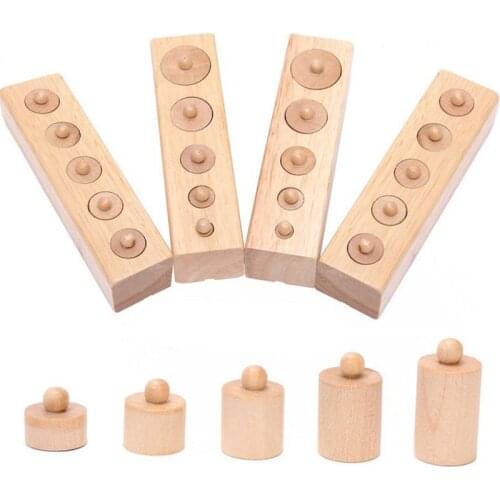 Preschool Montessori Materials Wooden Toys Educational Cylinder Socket Blocks Toy Baby Development Practice And Senses