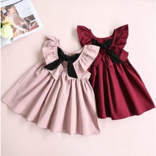 Elegant Style Dress Fashionable Flying Sleeves Women Bow Tie Princess Party Dress Childrens Clothes Girls Lovely Costumes New
