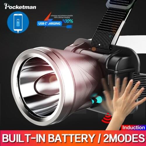 50000Lumens Motion Sensor Headlamp USB Rechargeable Headlight Head Flashlight Lanterna Outdoor Camping Light Night Fishing Lamp
