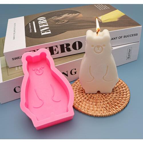 Geometry Bear Silicone Candle Mold DIY Candle Making Kit Wick Cake Soap Resin Mold Gifts Craft Supplies Home Christmas Decor