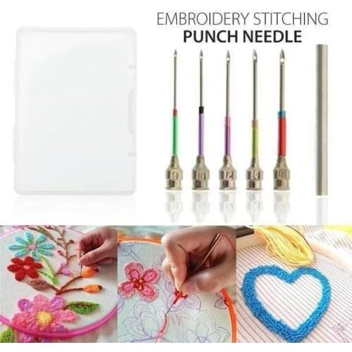 Embroidery Needles Tambour Crochet Hook Luneville Hook with 5 Needles Bead Couture Luneville Glitter Bead Embroidery Tool