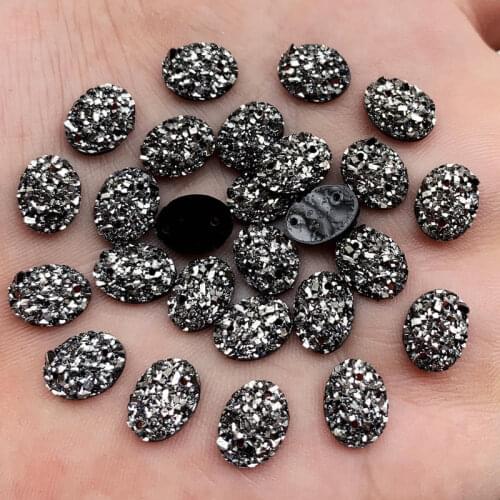 8*10mm Natural ore Style Flat back Resin Oval Cabochon For Cameo Base accessories For Jewelry Findings 100pcs -HY07