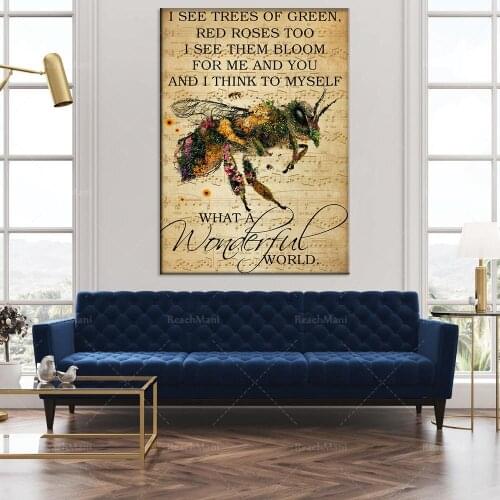 What a wonderful world of bees, I saw the parole posters of the green and red rose trees. Types of bees. Art posters for living