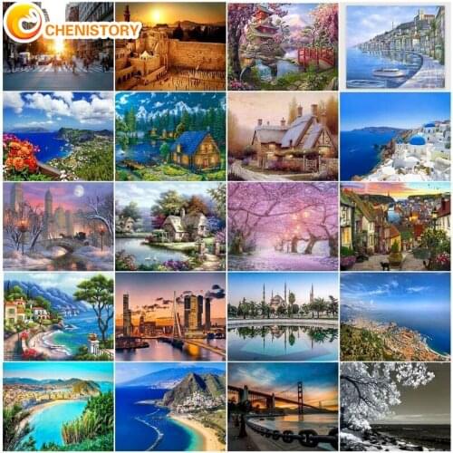 CHENISTORY Diamond Painting Diy Landscape Full Square Drill Cross Stitch Mosaic Embroidery Home Decor Accessories 5D Diamond Art