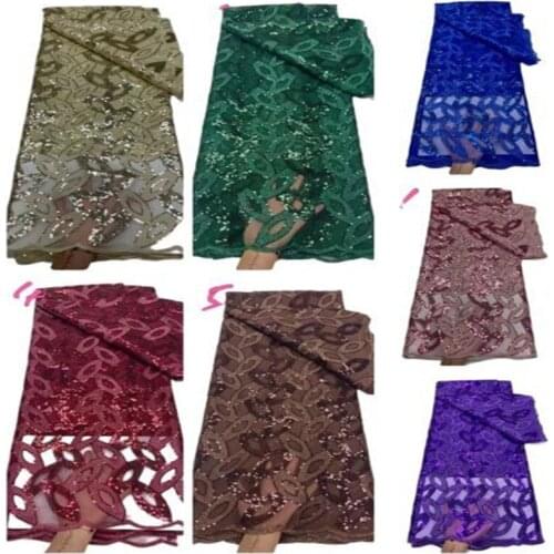 Royal Blue Sequins African Lace Fabric Tissue Brocade Net Nigerian White Lace Fabric Sequins French Mesh Lace For Diy Dress