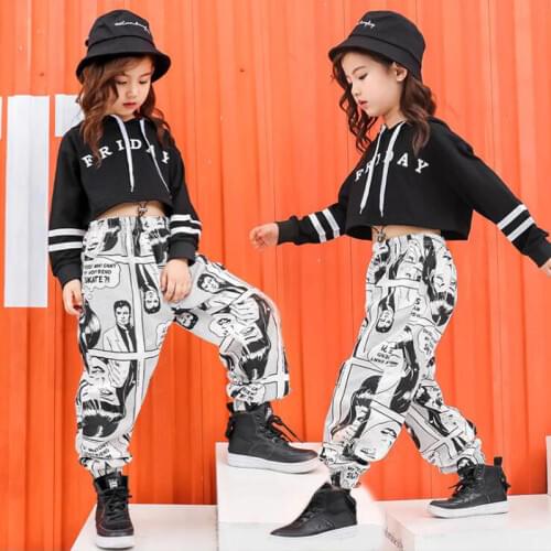 Girls Jazz Modern Dancing Costumes Clothing Suits Kids Childrens Hip Hop Dance wear Outfits Stage wear Performance Clothes Suit