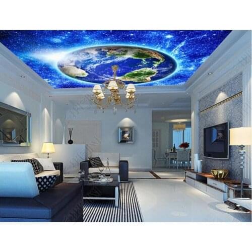 Custom photo 3d wallpaper ceiling mural Hd blue universe earth living room home decor 3d wall murals wallpaper for walls 3d