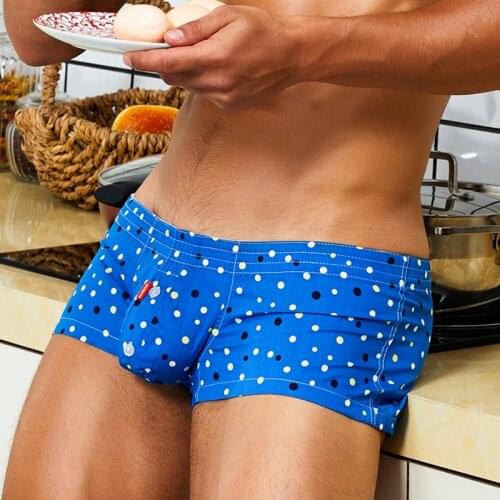 NEW Mens Sleepwear Cotton Lounge Short Mens Boxer Homme Pyjama Pants Inner U bag Casual Shorts Tracksuit Dot Boxer Shorts