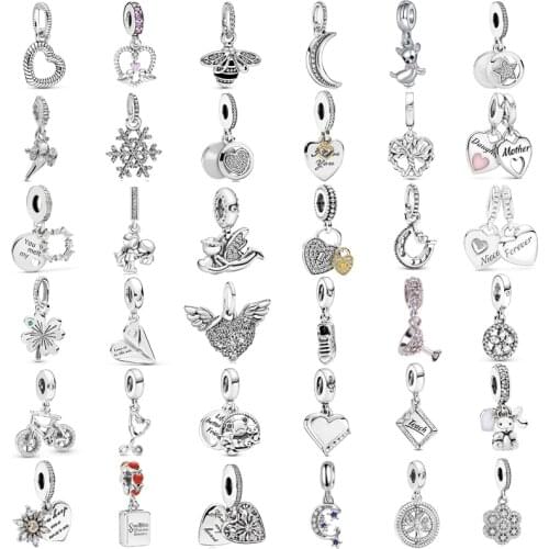New Fashion Charm Original Silver Snowflake Tree of Life Diamond Love Pendant Fits Original Pandora Lady Bracelet Jewelry Gift