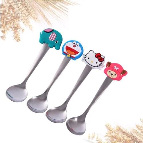 Creative Cartoon Cute Silicone Anti-scalding Stainless Steel Spoon Coffee Stirring Spoon Small Spoon Soup Tea Spoon Soup Spoon