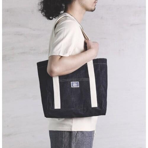 STD-01 Size 42 * 35 *11cm 16.5oz Thick Raw Denim Super Top Quality Heavy Durable Vintage Tote Bag