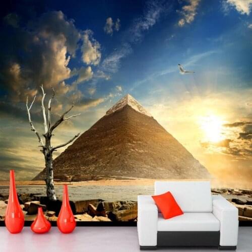 Papel de parede Egypt Desert Sky Pyramid Nature wallpaper,hotel bar living room tv background sofa wall bedroom 3d murals