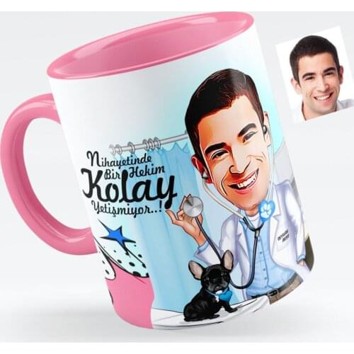 Personalized Mr Veterinarian Caricature Of Pink Mug cup-1
