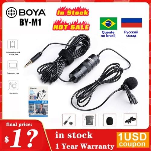BOYA M1 3.5mm Audio Video Record Lavalier Lapel Microphone Recording microphone 6m Clip On Mic for iPhone Android DSLR Camera