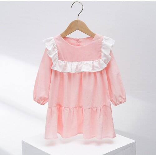 Girls Dresses Spring Autumn 2021 Ruffles Long Sleeve Cotton Casual Back To School Kids Boutique Clothes