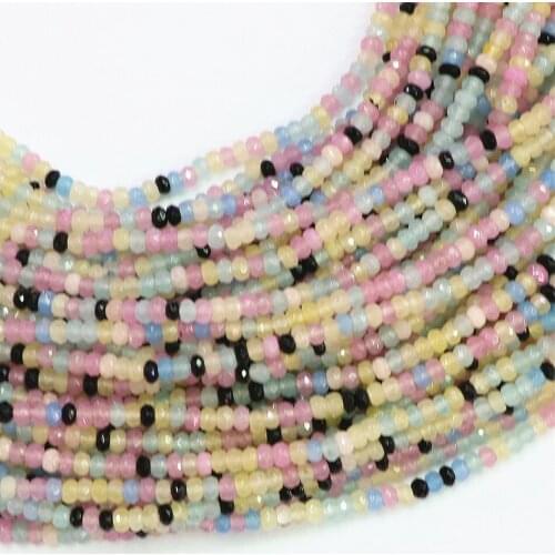 Natural stone multicolor jades 2*4mm faceted rondelle abacus chalcedony stone high grade women diy loose beads 15inch B570