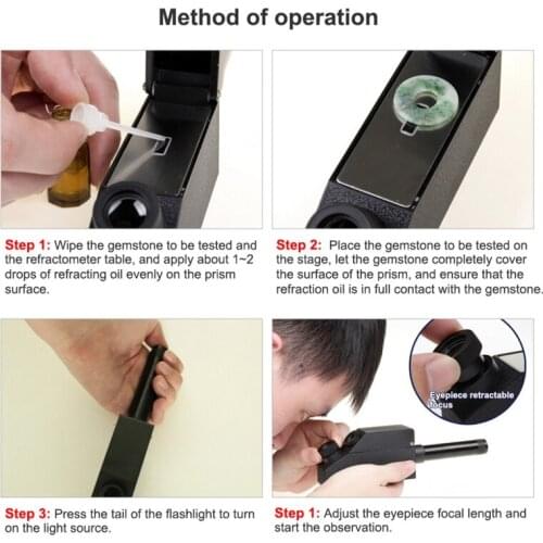 Gem Refractometer Jewelry RHG 1.30-1.81RI Professional Gemstone ldentification E15E