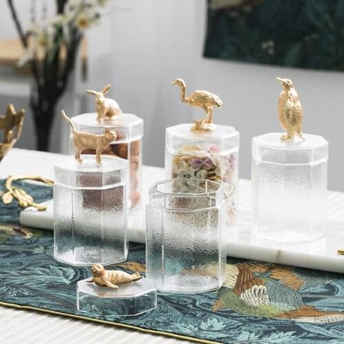 Nordic Crystal Glass Storage Jar With Sealed Lid Candy Sugar Cans Kitchen Storage Tank Diamond Jewelry Arts & Crafts Container