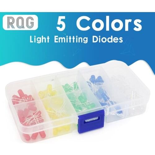 Light Emitting Diodes 5 Colors Electronic Components 3mm / 5mm Assorted Color DIY LED Light Emitting Diodes Set Box