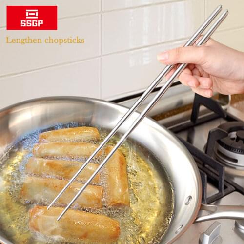Lengthen Chopsticks Stainless Steel Reusable Japanese Sushi Sticks Korean Hot Pot Noodles Frying Tableware Chinese Chopsticks