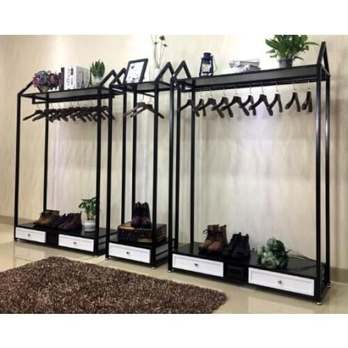 Clothing store hangers display rack rack men and women with cabinet display rack side hanging in the island combination of simpl