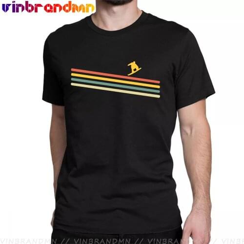 Vintage Snowboarder T shirt men Retro Ski T-shirts Funny Rainbow Snowboarding tee shirt 2021 New Summer Designer Fashion Apparel