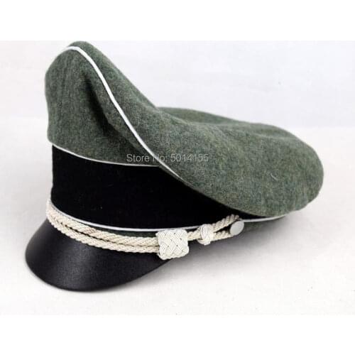 WW2 German Army Marshals Generals Officers Crusher Field Visor Hat W White Pipe Silver Chin Cord W hat badge
