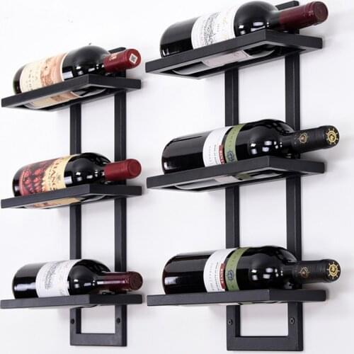 Iron Wine Rack Wall Hanging Creative Wine Bottle Rack Holder Simple Wine Holder Wine Support Botellero 2-6 Bottles