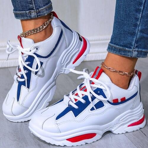 2020 INS Hot Mixed Colors Chunky Sneakers Causal Shoes Flat Vulcanize Women Winter thick bottom