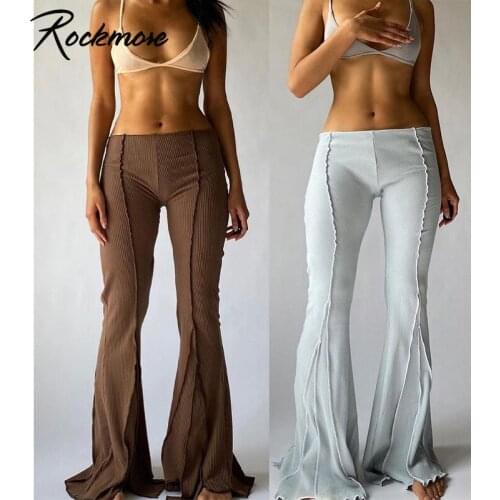 Rockmore Patchwork Baggy Flare Pants Women Wide Leg Pants WomenS High Waisted Plus Size Trousers Bottom Harajuku Capris Fashion