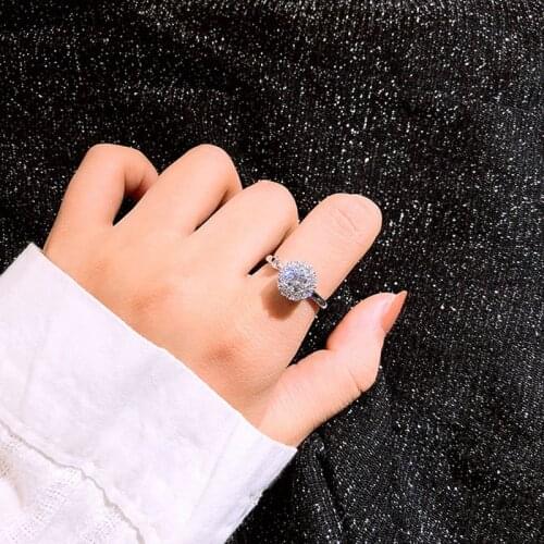 925 Sterling Silver Flower Rotate Rings for Women Trendy CZ Zircon Rotating Finger Rings Adjustable Wedding Rings for Women R001