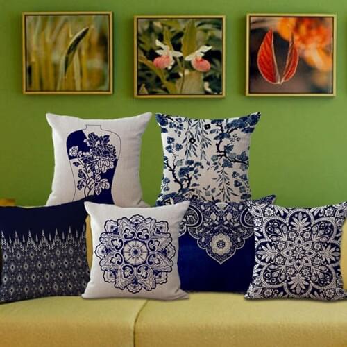 1 piece Traditional Chinese blue white porcelain Pattern Seat hug pillowcase Decorative home Chair Throw Pillow Case 45*45cm