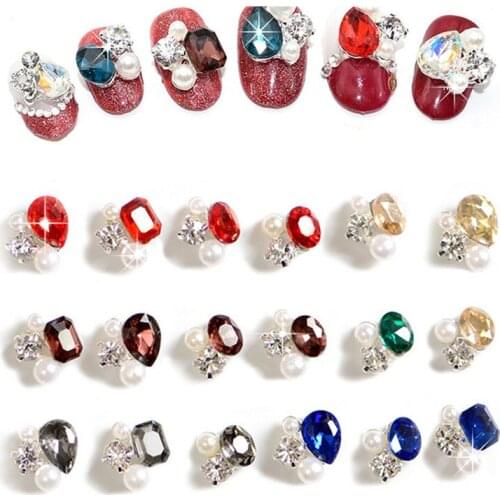 2018 New style 10pcs bow-knot Rhinestone alloy Pagoda Key nail accessories alloy Imbue Diamond nail jewelry crystal nail art