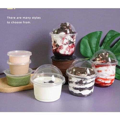 100pcs Net red pudding cup yogurt cup transparent dessert bowls ice cream plastic box bubble tea cup packaging cups with lids