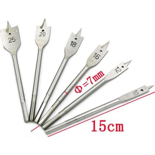 6pc Wood Flat Drill Sets 10mm 12mm 16mm 18mm 20mm 25mm Paddle Flat Wood Boring Drill Bit Set Power Tools With Hex Shank