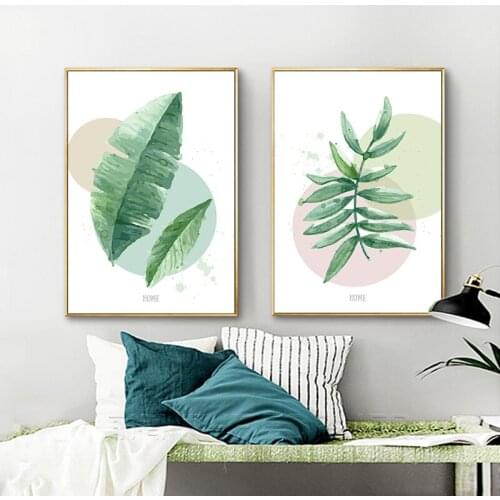 Watercolor Plant Leaves Poster Print Landscape Wall Art Canvas Painting Picture Art Living Room Home Decor Modern Prints Artwork