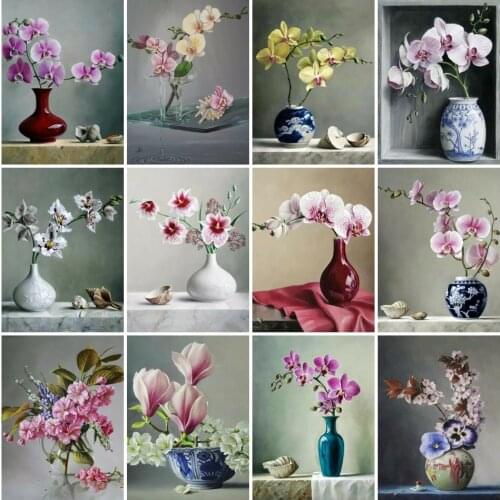 AZQSD Diamond Embroidery 5D Diy Orchid Mosaic Diamond Painting Flowers Cross Stitch Rhinestones Pictures Art Home Decors