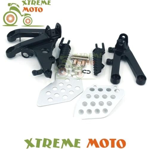 Black Front Rider Footrests Foot Peg Rests Pedals Tripod Brackets Mount For Honda CBR600RR 07 08 09 10 11 12 13 14