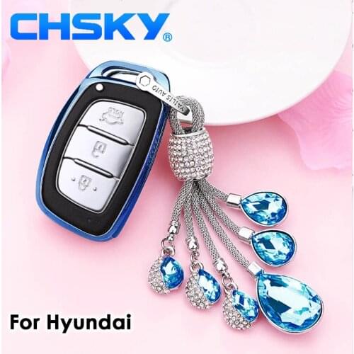 CHSKY Car Styling TPU Car Key Case Crystal Chain For Hyundai Elantra Avant Creta Ix25 IX35 Car Accessories Car Key Covers Shell
