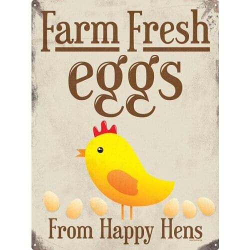 Farm Fresh Eggs Tin Sign Retro Mental Sign